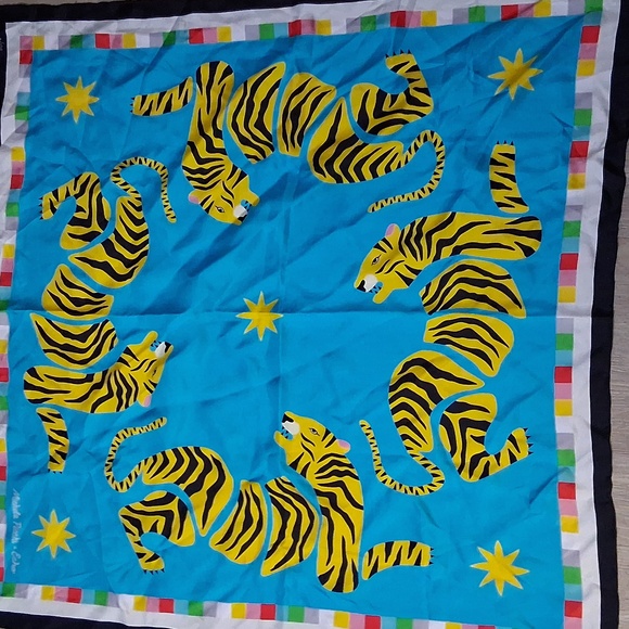 Echo Blue and Yellow Silk Scarf - Picture 2 of 6